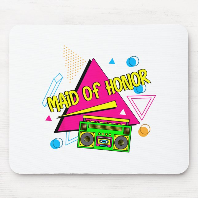90s Maid Of Honor Bridesmaid Bride Squad Retro Bac Mouse Pad (Front)