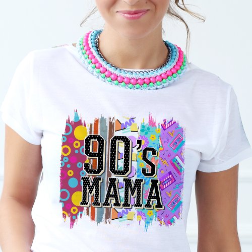 90s Mama Hippie Retro Groovy Colorful Bright T_Shirt