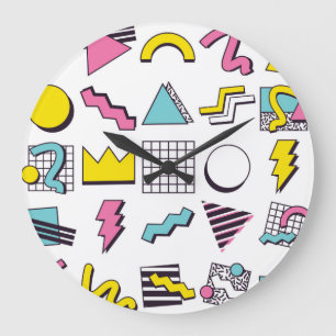 90's Memphis: Pop Design Elements. Large Clock