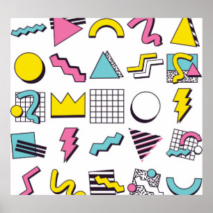 90's Memphis: Pop Design Elements. Poster