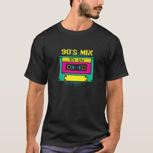 90s Mix Cassette Tape Mixtape Nineties Music Thro T_Shirt