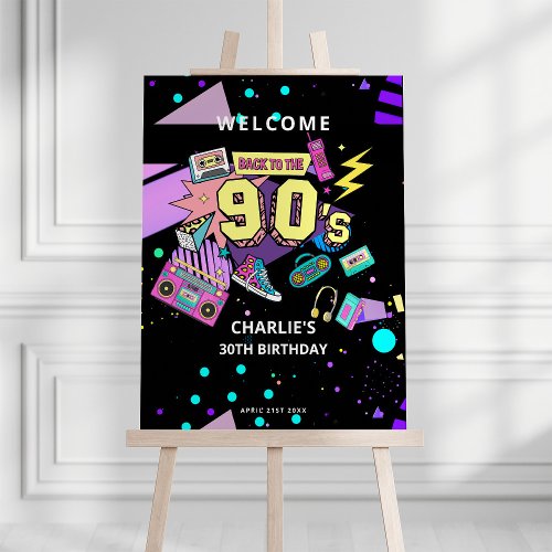 90s Modern Retro Neon 30th Birthday Welcome Sign