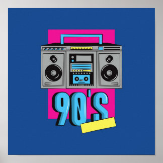 90s music boombox nostalgia poster