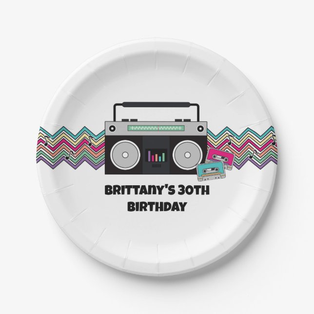 90's Music Themed Birthday Party  Paper Plates (Front)
