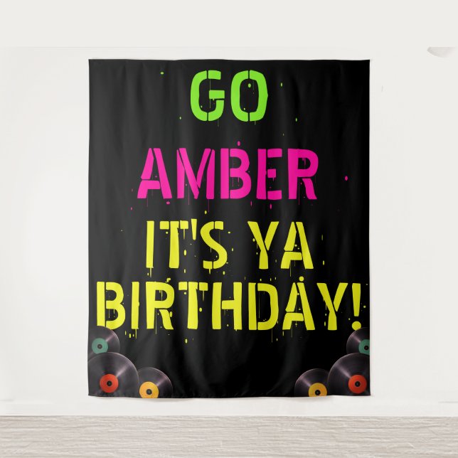 90's Neon Colors|Hip Hop Birthday Photo Backdrop (Front)
