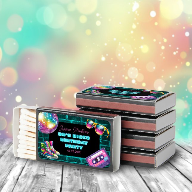 90s Neon Disco Birthday Matchboxes (Creator Uploaded)