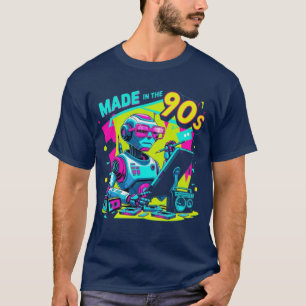 90s Neon Robot Designer Retro T-Shirt