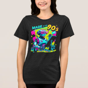 90s Neon Robot Designer Retro T-Shirt Tri-Blend Shirt