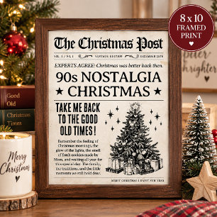 90s Nostalgia Christmas Poster, Vintage Newspaper Award Plaque