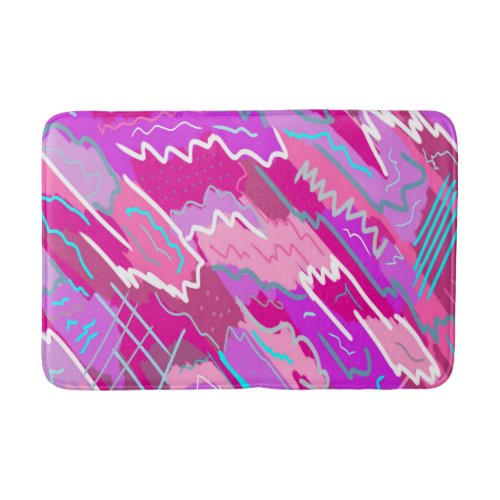 90s Nostalgia Pop Art in Magenta  Bath Mat