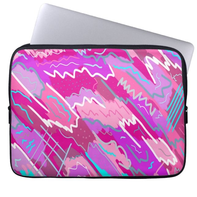 90s Nostalgia Pop Art in Magenta  Laptop Sleeve (Front)