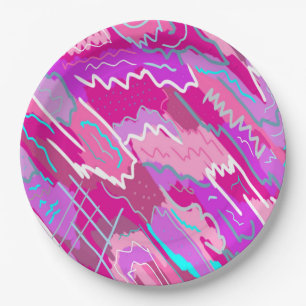 90s Nostalgia Pop Art in Magenta Paper Plates