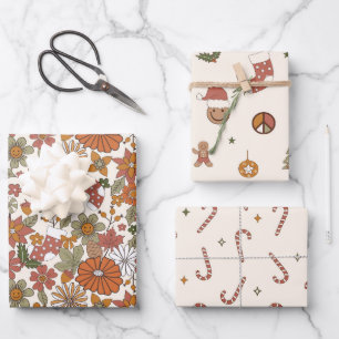 90s Nostalgia Retro Groovy Christmas Wrapping Paper Sheets