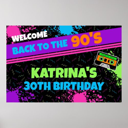 90s Nostalgia Throw Back Adult Party Born in 1990s Poster