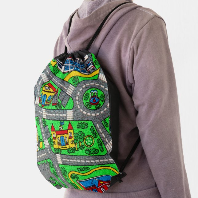 90s nostalgia, Track carpet Car Road nostalgia Drawstring Bag (Insitu)