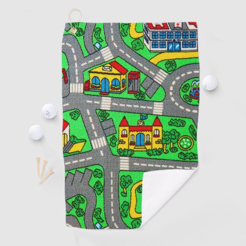 90s nostalgia Track carpet Car Road nostalgia Golf Towel