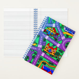 90s nostalgia, Track carpet Car Road nostalgia Notebook