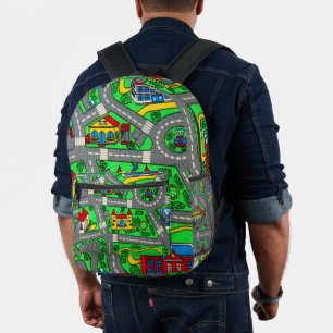 90s nostalgia, Track carpet Car Road nostalgia Printed Backpack