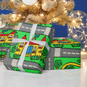 90s nostalgia, Track carpet Car Road nostalgia Wrapping Paper