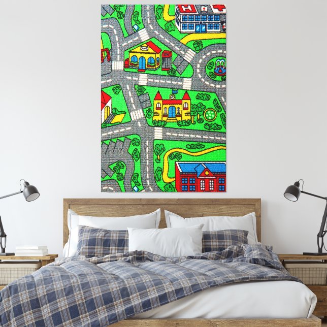 90s nostalgia, Track carpet Car Road nostalgic Canvas Print (Insitu(Bedroom))