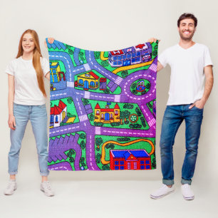 90s nostalgia, Track carpet Car Road nostalgic Fleece Blanket