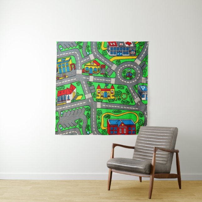 90s nostalgia, Track carpet Car Road nostalgic Tapestry (In Situ)