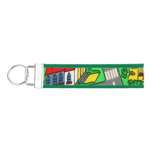 90s nostalgia, Track carpet Car Road nostalgic Wrist Keychain (Keys on Left)