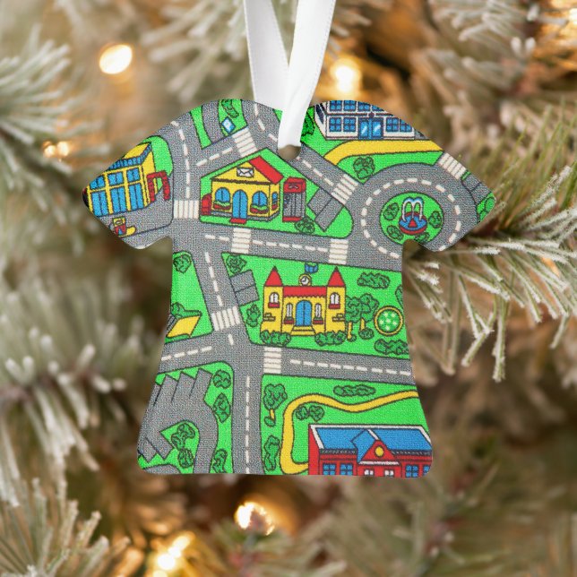 90s nostalgic, Track carpet Car Road nostalgia Ornament (Tree)