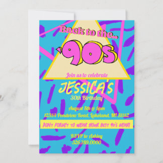 90's Nostaligic Throwback Birthday Invitation