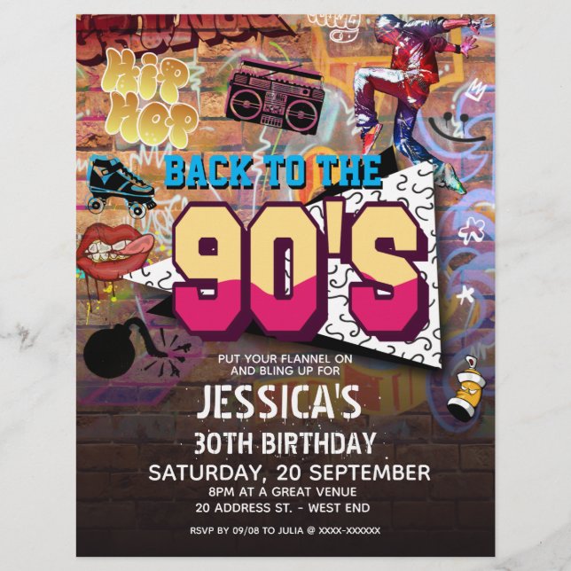 90's Party Birthday Flyer (Front)