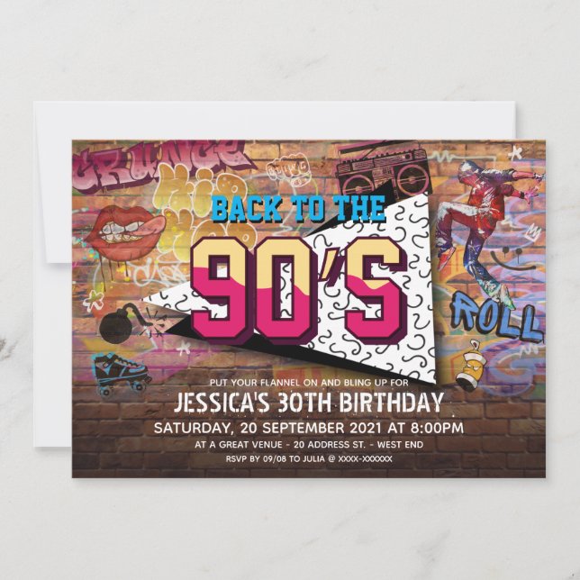 90's Party Birthday Invitation (Front)