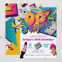 90s Party Invitation, 90s Invitation Theme