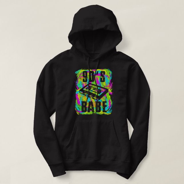 90s Party Outfit Neon Look Retro Classic Hoodie (Design Front)