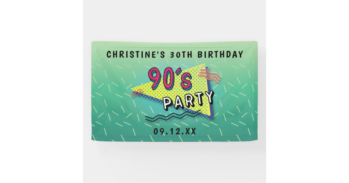 90's PARTY Pattern Banner | Zazzle