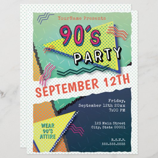 90's PARTY Theme Pattern Flyer (Front/Back)