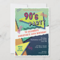 90's PARTY Theme Pattern Invitation