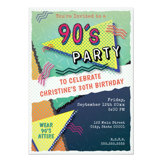 90 S Party Theme Pattern Invitation Zazzle Com