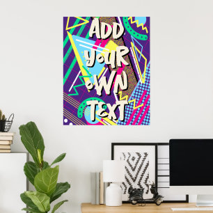 90s pattern, Nineties Retro Geometric Green Violet Poster