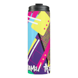 90s Pattern, Vintage Nineties Retro Geometric Thermal Tumbler