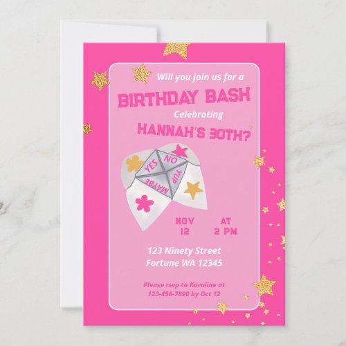 90s Pink Cootie Catcher Birthday Party Invitation