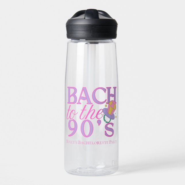 90s Pink Retro Bachelorette Water Bottle (Front)