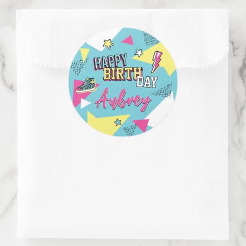 90s Pop Bright Color Birthday Party Any Age Classic Round Sticker