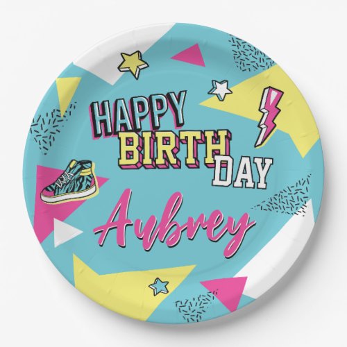 90s Pop Bright Color Birthday Party Any Age Paper Plates