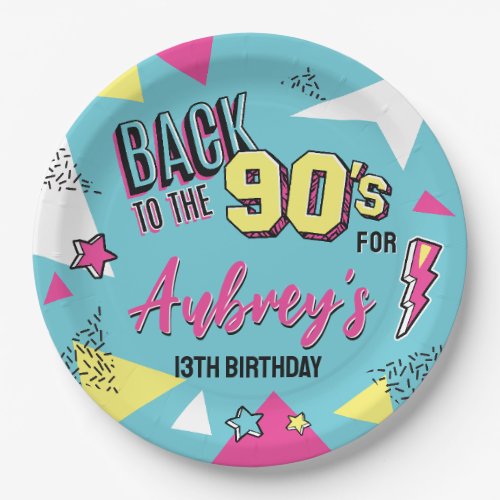 90s Pop Bright Color Birthday Party Any Age Paper Plates