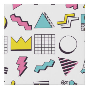 90's Pop Memphis Design Elements Faux Canvas Print