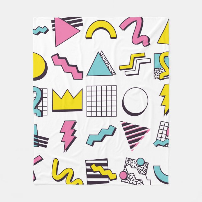 90's Pop Memphis Design Elements  Fleece Blanket (Front)