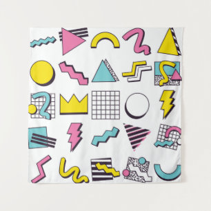 90's Pop Memphis Design Elements Tapestry