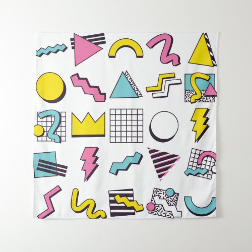 90s Pop Memphis Design Elements  Tapestry