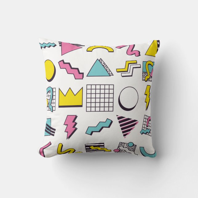 90's Pop Memphis Design Elements  Throw Pillow (Front)