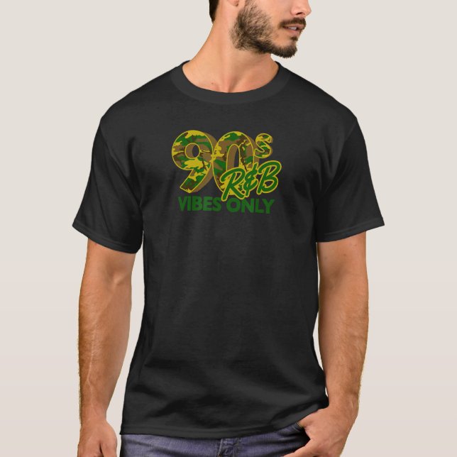 90s R&b Vibes Only Nineties Rnb Music Camo Print T-Shirt (Front)